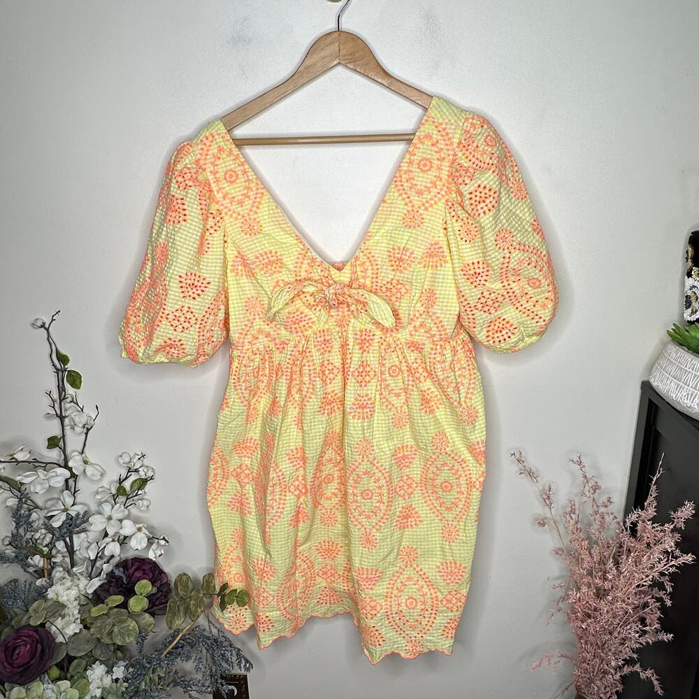 LILLY PULITZER Sarafina Dress Calla Yellow Gingham Seersucker Sz 12 $258 {X52} - Picture 7 of 11